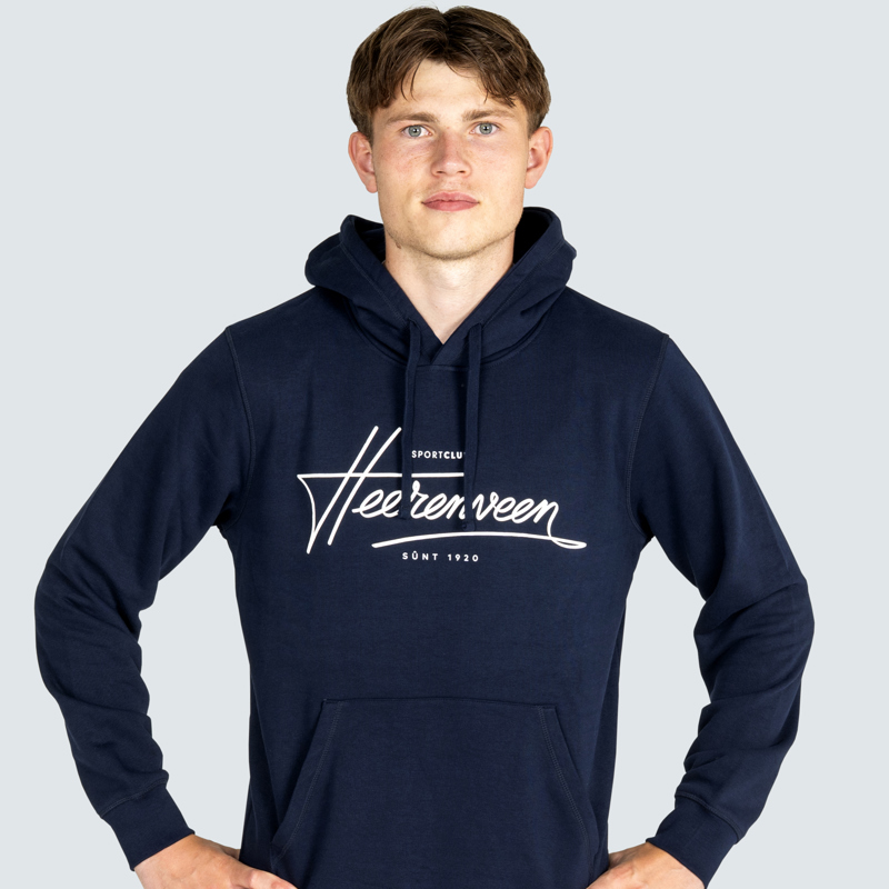 Hooded signature sweater donkerblauw